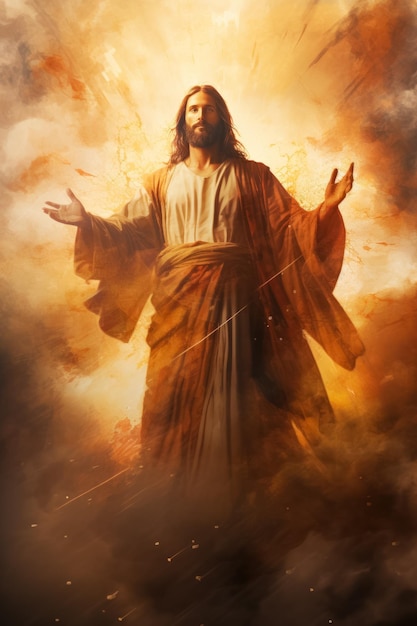 Bild von Jesus Christus, dem Sohn Gottes, dem Erlöser, mit biblischem Motiv für Pfingsten