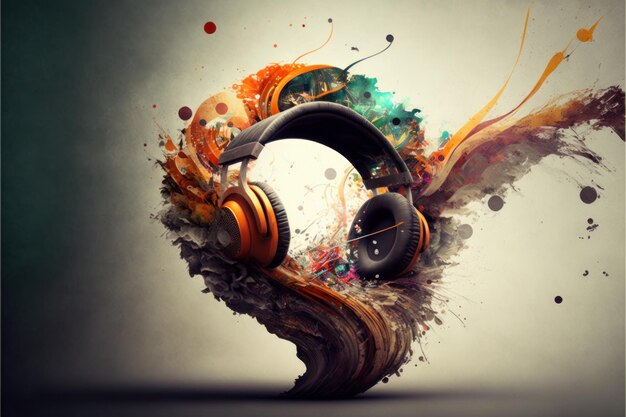 Bild von Kopfhörern Musikkonzeption Schöne farbenfrohe Illustration Vektorstil Generative KI