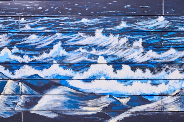 Bild von Malerei von Seewellen auf Vinylwand