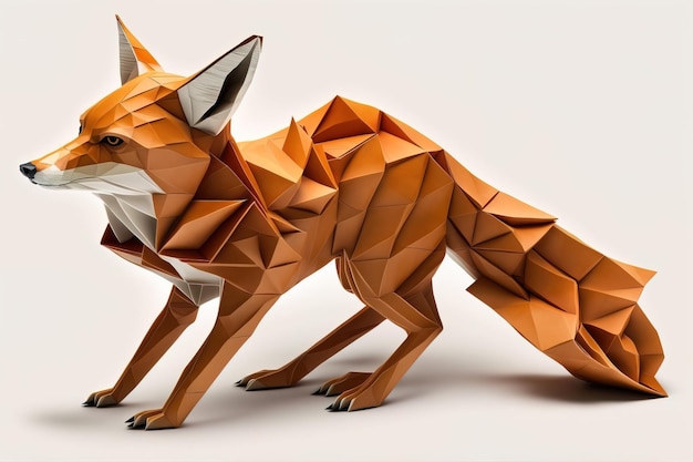 Bild von Papier-Origami-Kunst Büttenpapier Rotfuchs Wildtiere Illustration generative KI