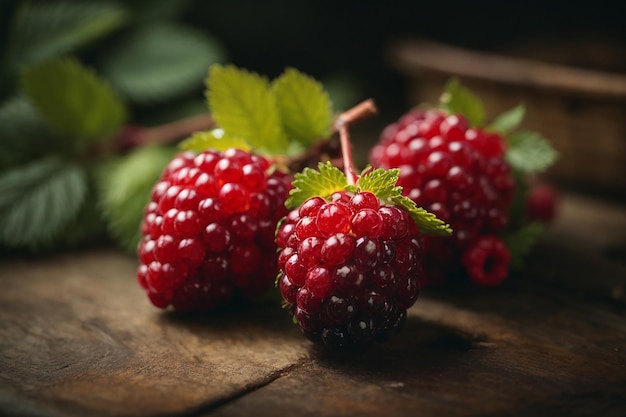 Bild von Raspenbeeren, die auf einem Zweig im Wald gereift sind