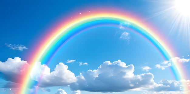 Foto bild von regenbogen auf blauem himmel und wolken-hintergrund