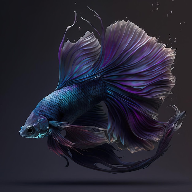 Bild von violetten Betta-Fischen mit langen, schönen Schwänzen Haustierillustration Generative KI