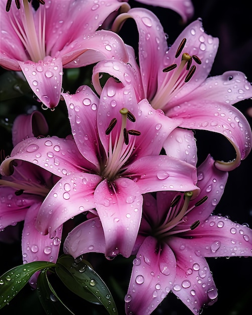 Bilder von Lilienblumen im Regen