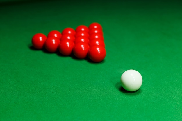 Billar, snooker, bolas rojas, cuadro.