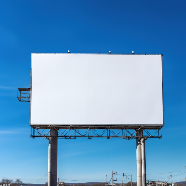 Billboard en blanco sobre fondo de cielo azul