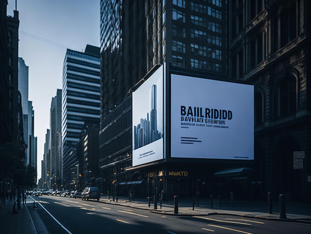 Foto billboard-leinwandmodell im schönen wetter des stadthintergrundes