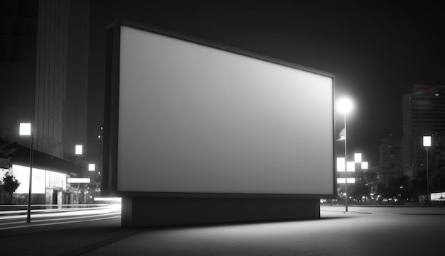 Billboard Mockup Außenwerbeplakat in der Nacht mit Straßenlaterne in der Nacht der Stadt