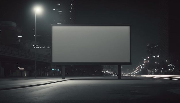 Billboard Mockup im Freien Außenwerbeplakat in der Nacht