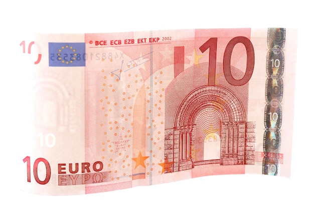 Billete de euro aislado en blanco