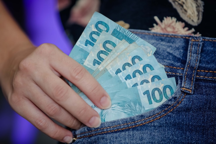 Foto billetes de 50 y 100 reales brasileños