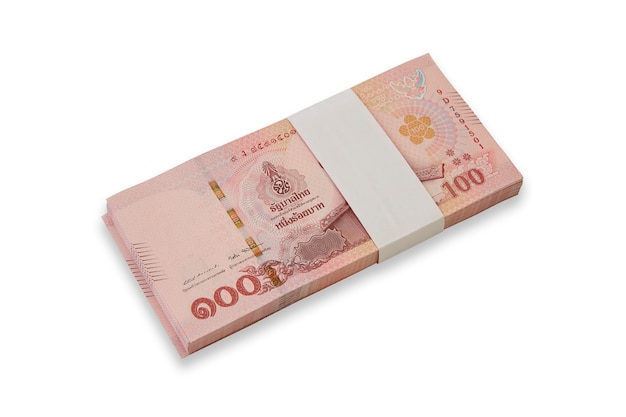 Billetes de banco de Tailandia en el fondo blanco