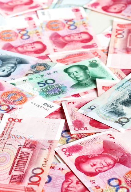 Billetes de yuan chino cerrar