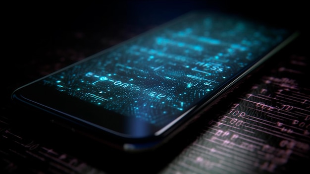 Binäre Codes in Hologrammform auf einem Smartphone Technologiekonzept Generative KI