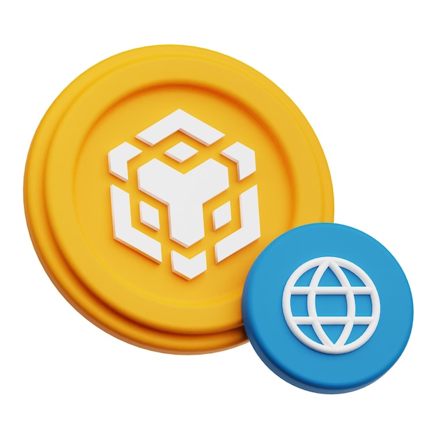 Binance Cryptocoin Icon 3D aislado en el fondo blanco