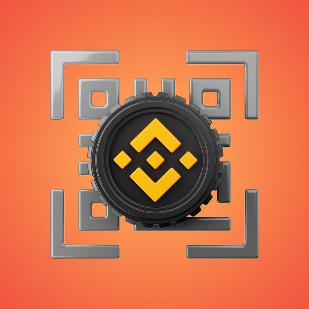 Binance-Finanz-Blockchain-Technologie digitales Chip-Symbol 3D-Rendering auf isoliertem Hintergrund