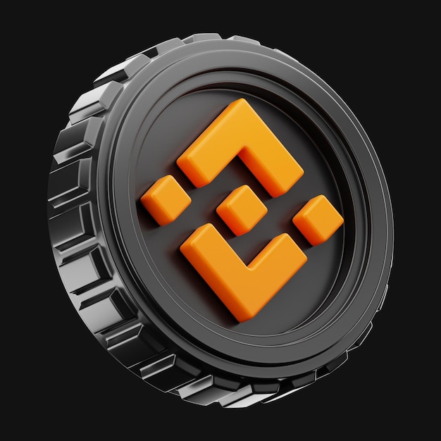 Binance finanzielle Blockchain-Technologie Münzsymbol 3D-Rendering auf isoliertem Hintergrund