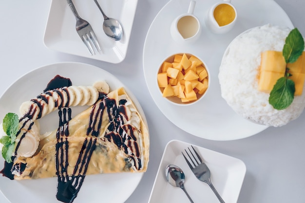 Bingsu Mango und Shaved Eis Desserts mit Mango