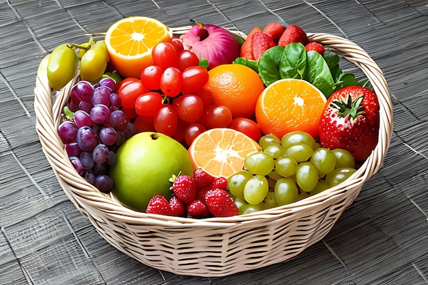 Bio-Obstkorb, gesunde Ernährung, frische Auswahl, Fitness-Abendessen