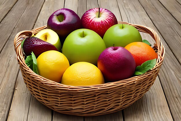 Bio-Obstkorb, gesunde Ernährung, frische Vielfalt, Fitness-Abendessen, KI-generiert