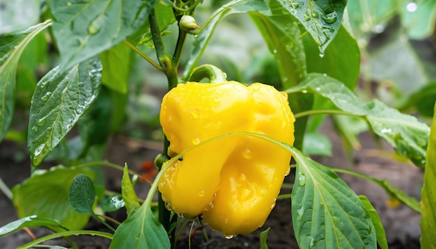 Bio-Paprika wachsen im Garten