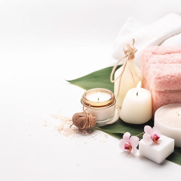 Foto bio-spa-produkte auf weißem hintergrund