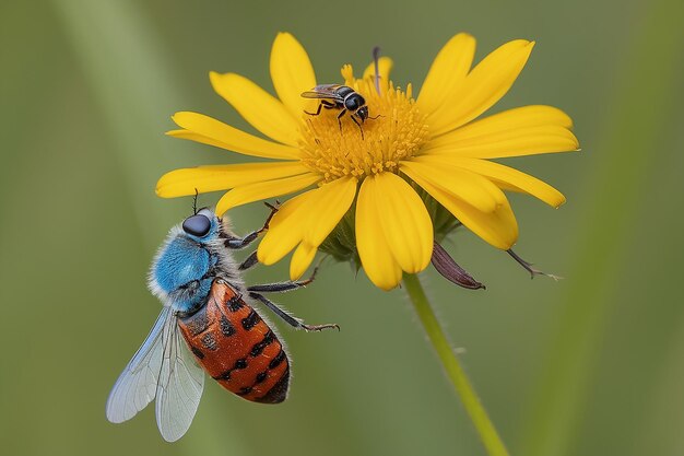 Foto la biodiversidad de los insectos en una flor una mariposa azul común polyommatus icarus