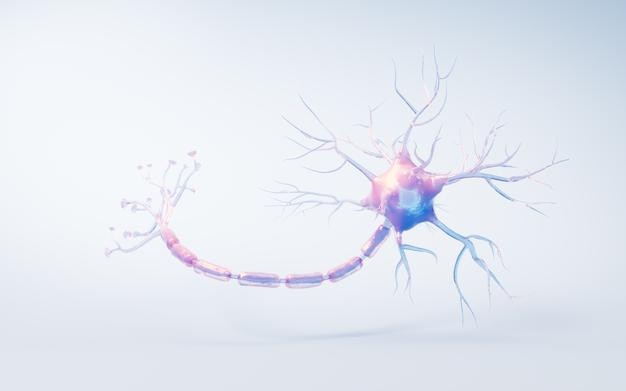 Biologia célula nervosa com conceito de biomedicina renderização 3D