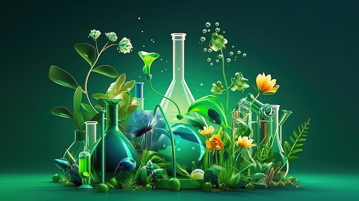 Biología laboratorio naturaleza y ciencia Plantas con estructura bioquímica Generativo Ai