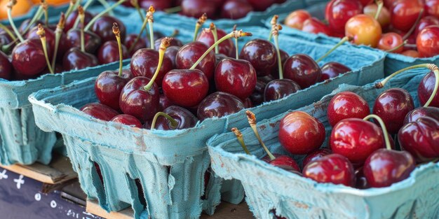 Foto biologische kirschen auf dem markt