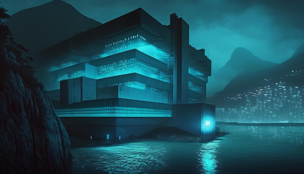 Biolumineszierende moderne Architektur Hongkong