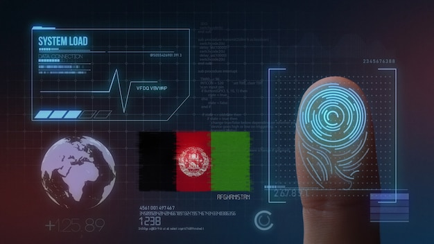 Biometrisches Fingerabdruckscanner-Identifikationssystem. Afghanistan Nationalität