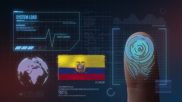 Biometrisches Fingerabdruckscanner-Identifikationssystem. Ecuador Nationalität