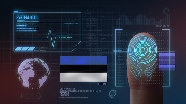 Biometrisches Fingerabdruckscanner-Identifikationssystem. Estland Nationalität