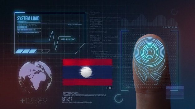 Biometrisches Fingerabdruckscanner-Identifikationssystem. Laos-Nationalität