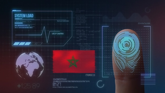 Biometrisches Fingerabdruckscanner-Identifikationssystem. Marokko-Nationalität