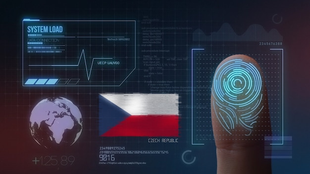 Biometrisches Fingerabdruckscanner-Identifikationssystem. Tschechische Republik Nationalität