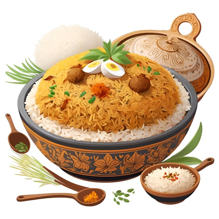 Biriyani aislado Imagen Ilustración fondo blanco