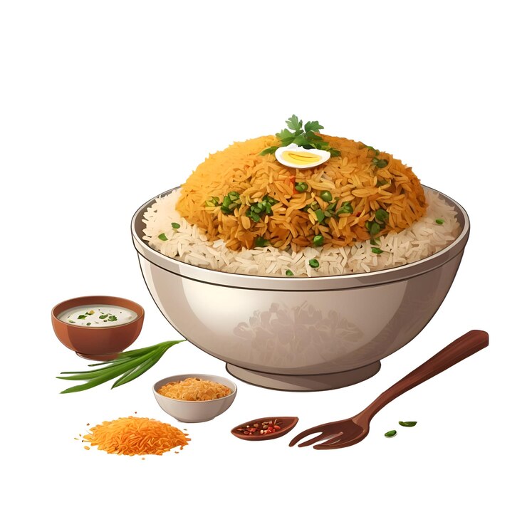 Biriyani aislado Imagen Ilustración fondo blanco