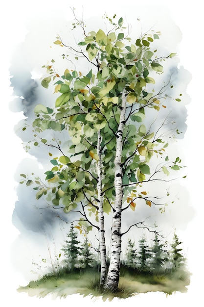 Birkenbaum-Aquarell-Illustration