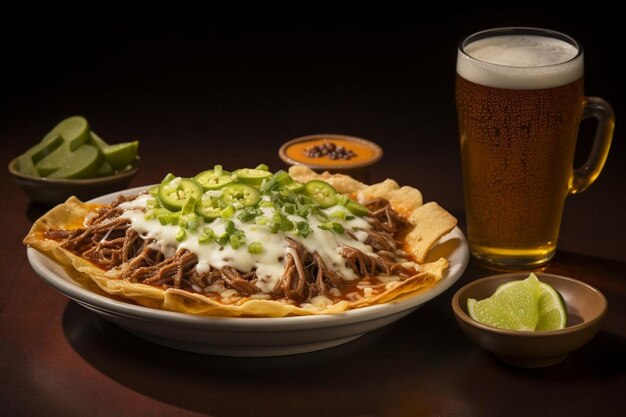 Foto birria com um lado de nachos com queijo birria fotografia de imagem de fast food