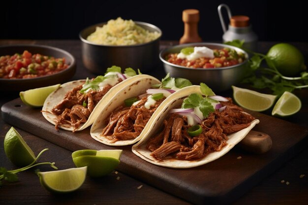 Foto birria tacos com um lado de cunhas de limão birria fast food fotografia de imagem