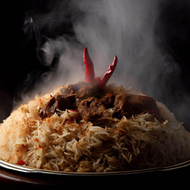 Biryani delicioso con arroz basmati que estaba absolutamente delicioso