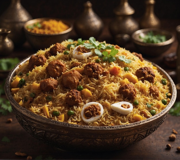 Biryani o Biryani es un plato popular de Maharashtra hecho de pollo de arroz basmati y verduras