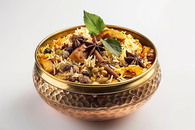 Foto biryani de pollo al estilo de kerala con arroz jeera y especias