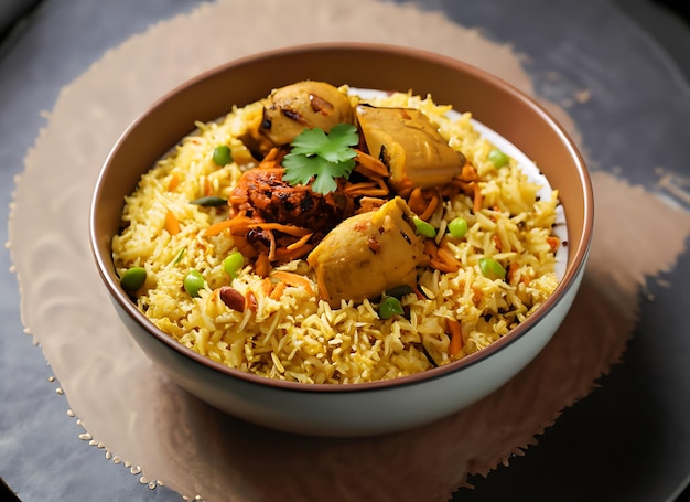 Biryani-Reis in einer Schüssel Desi-Lebensmittel Indische Biryani in der Schüssel