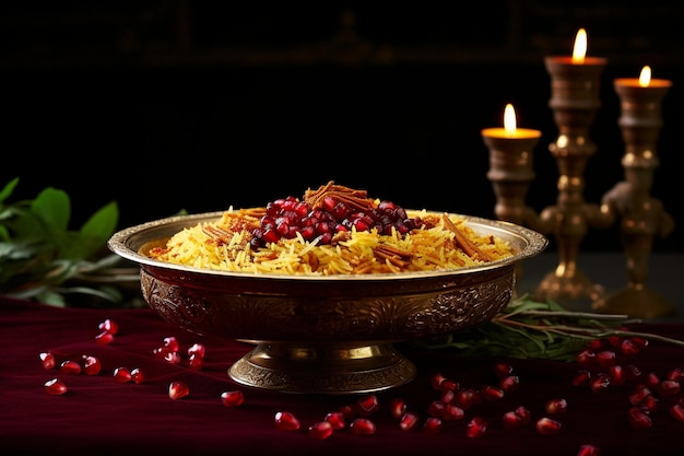 Biryani de las semillas de la granada de rubí