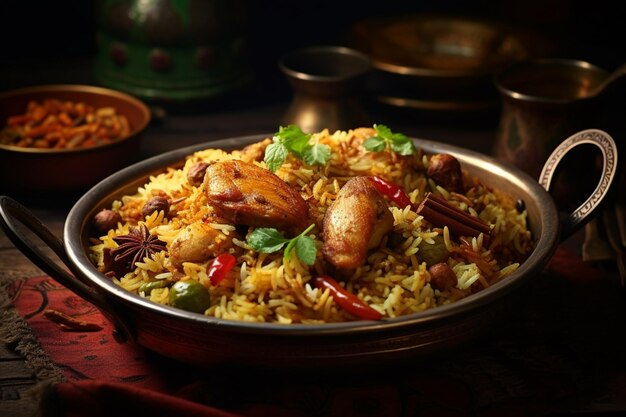 Biryani um prato de arroz misto que é lindo