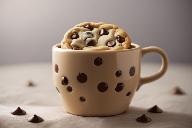 Biscoito de chocolate caseiro em uma caneca