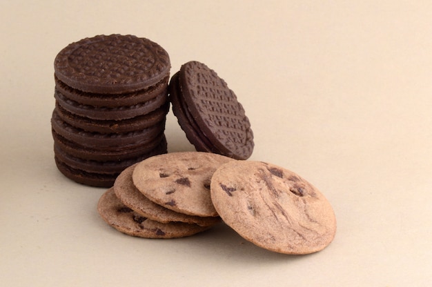 Biscoito de chocolate e biscoito de creme